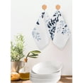thumbnail image 2 of Navy Blue Ombre Botanical Kitchen Dish Towels for Drying Dishes Set of 2, Watercolor Pastoral Leaf Waffle Weave Microfiber Hand Tea Bathroom Towels Quick Dry & Absorbent Towel 12x12, 2 of 7