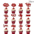 thumbnail image 2 of Valentine's Day Cupcake Toppers & Cake Decorations - Romantic Heart Love Flag Picks for Dessert Gifts Party Supplies (24-Pack), 2 of 5