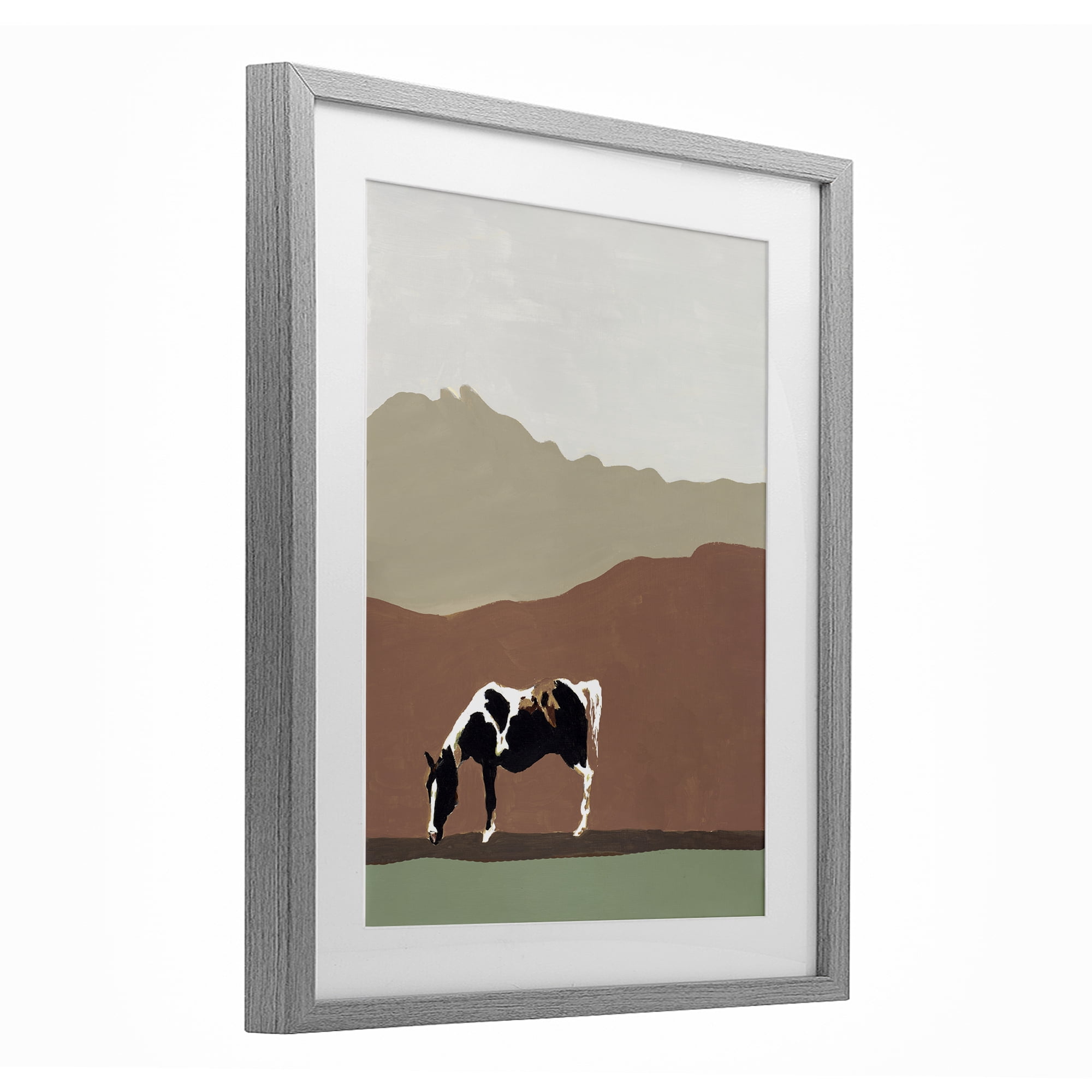 Stupell Industries Modern Mountains Horse Gray Framed Print Under Glass, design by Patricia Pinto