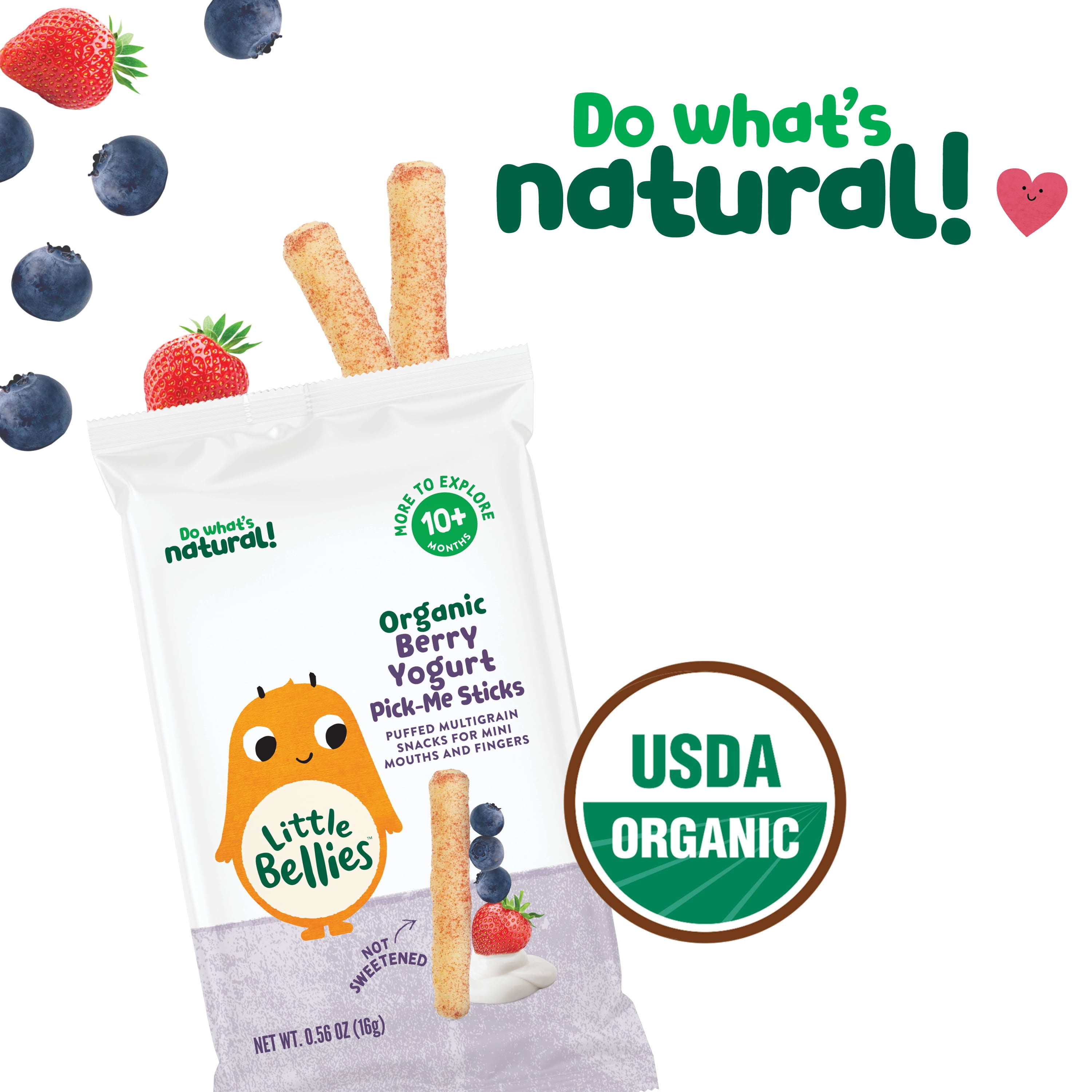 (4 pack) Little Bellies Organic Berry Yogurt Pick-me Sticks 0.56 oz