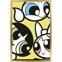 The Powerpuff Girls - Group Faces Wall Poster, 14.725" x 22.375", Framed