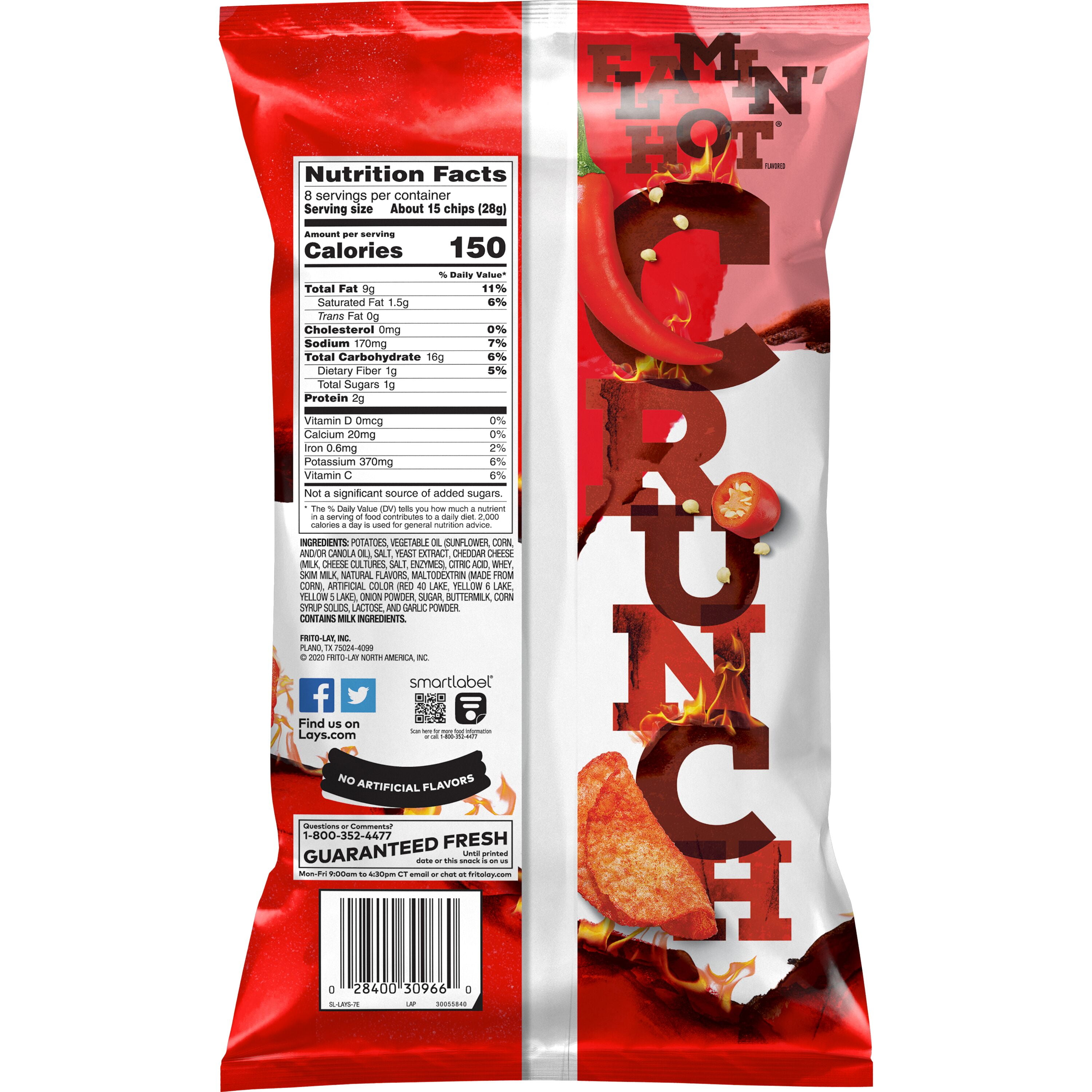 Lay's Kettle Cooked Flamin' Hot Flavored Potato Snack Chips, 8 Ounce Bag (Packaging may vary)