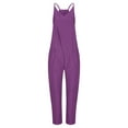 thumbnail image 5 of Usmixi Womens Casual Jumpsuits Solid Loose Baggy Wide Leg Strap Long Jumpsuits Overalls Fashion Pocket V Neck Sleeveless Maxi Rompers Purple xxl, 5 of 7