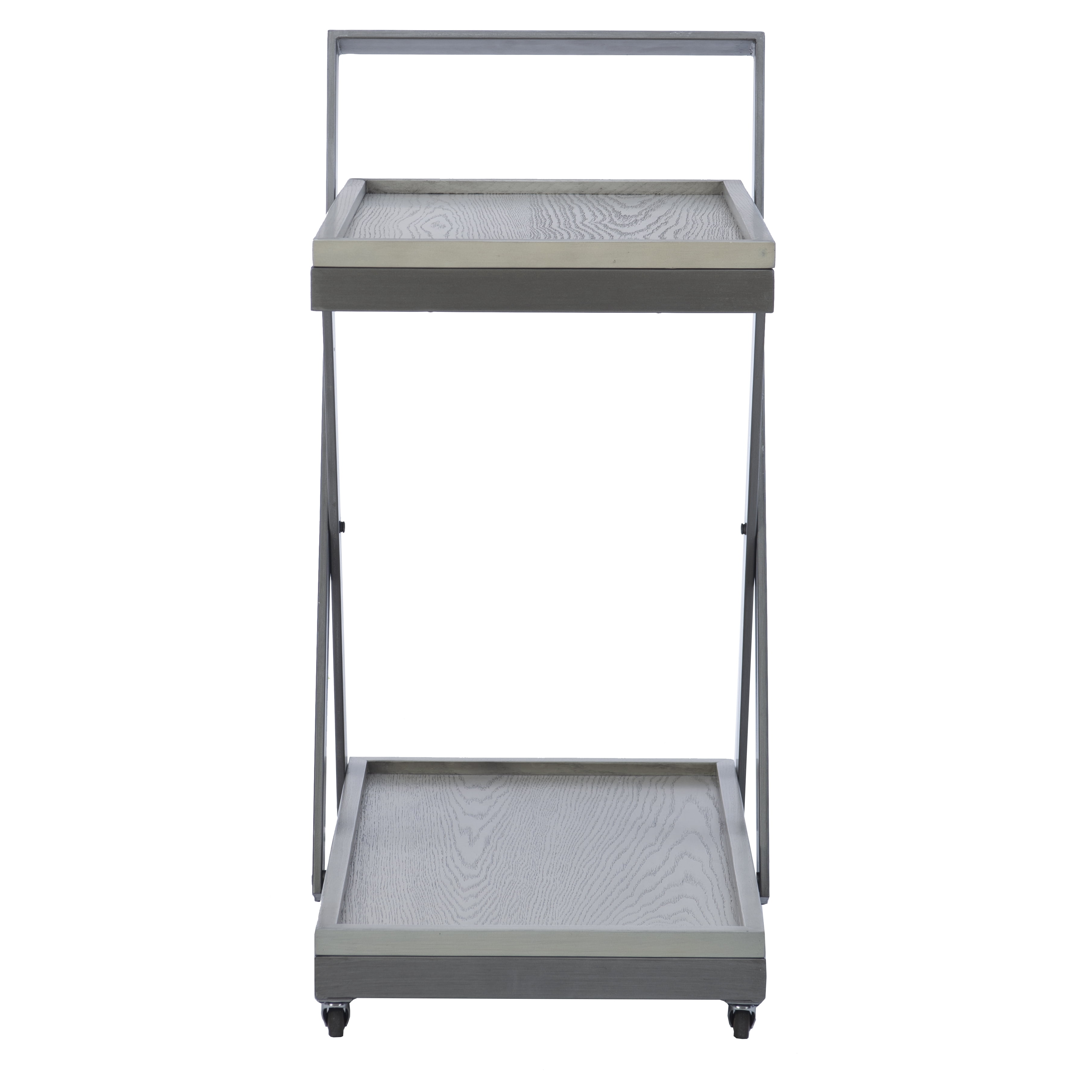 Powell Radnor 2-Tier Rolling Bar Cart, Gray/White