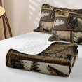 thumbnail image 4 of Feelyou Vintage Wood Deer Pike Fishing Quilt Full for Men Boys, Rustic Cabin Pine Tree Wildlife Full Bedspread Sets, Brown, 3pcs, 4 of 7