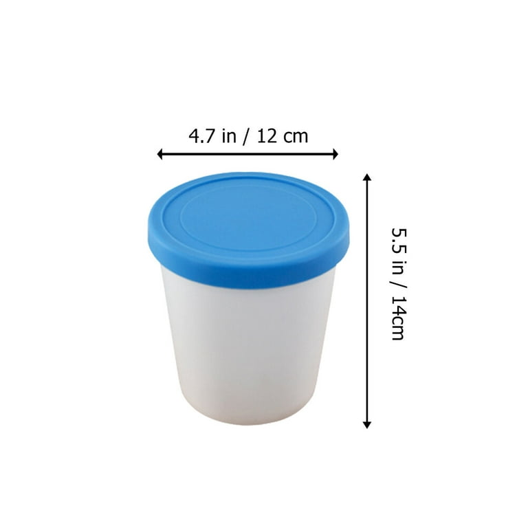 Ice Cream Freezer Cups Silicone Lids Reusable Dessert Containers