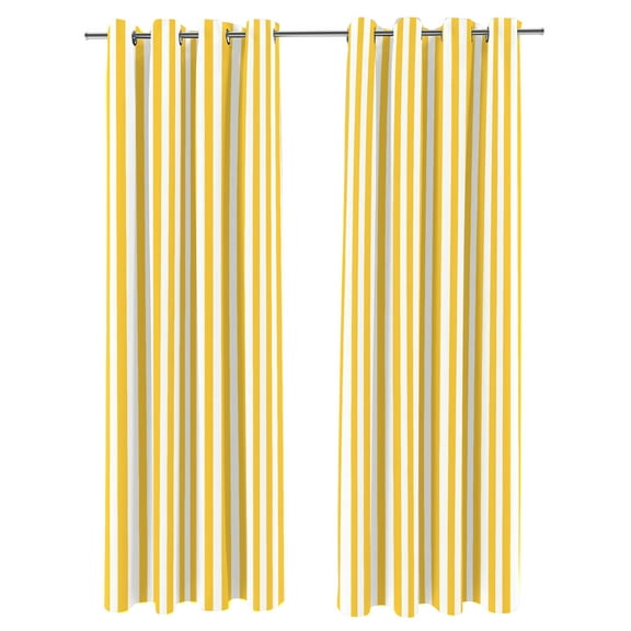 Jordan Manufacturing 54" x 96" Canary Yellow Stripe Grommet Semi-sheer Outdoor Curtain Panel (2 Pack)