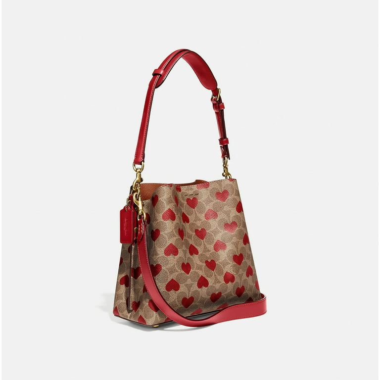 Coach Outlet Heart Wristlet In Signature Canvas With Heart Print