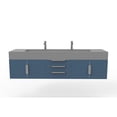 thumbnail image 2 of Castello USA Nile 72" Blue Wood Floating Vanity with Gray Top and Chrome Trim, 2 of 11