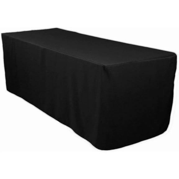 LinenTablecloth 6 ft Fitted Polyester Tablecloth Black (Pack of 6)