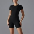 thumbnail image 2 of Ensemble de Sport 2 Pcs pour Femmes, T-Shirt à Manches Courtes Serré, Shorts de Cycliste, Ensemble Assorti, Survêtements, 2 of 7
