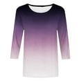 thumbnail image 4 of Fall Saving QUINDOS 3/4 Sleeve Women's T Shirts Womens Fall Tops Crew Neck Casual Loose Fit Gradient Purple Tops, 4 of 5
