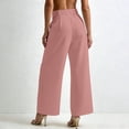 thumbnail image 6 of Hesxuno Dress Pants for Women Business Casual Pockets Pant Straight Wide Leg Pleated Trousers Office Work Formal Trousers Pink XXL, 6 of 7