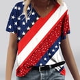 thumbnail image 2 of ZQUUVOU 4Th Of July V Neck Patriotic T-Shirts Women American Flag Print Short Sleeve Tops H-White (2XL), 2 of 4