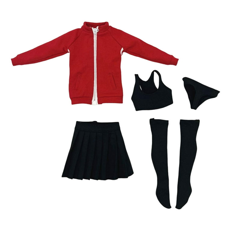 Fashion 1/6 Scale Female Dolls Clothing Female Clothes Set Figure Doll  Clothes Uniform Outfit Costume for 12 Dolls Clothing Accs Dress up Red