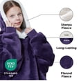 thumbnail image 5 of Cozy Comfort Wearable Giant Pocket Blanket Hoodie for Kids Indoors and Outdoors, Sherpa Fleece Hooded Blanket for Teens, Purple, 5 of 6