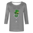 thumbnail image 4 of T-Shirt Ample à Manches Trois-Quarts et Col Rond Imprimé pour la Saint-Patrick pour Femmes, 4 of 6