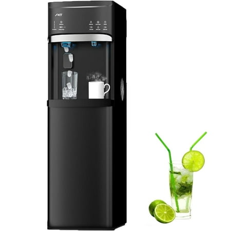 IKT Bottom Loading Water Dispenser with Ice Maker, for 5 Gallon,Safety Features, 3 Temperature,22lbs Within 24hrs, Empty Bottle Indicator, Black