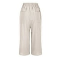 thumbnail image 5 of Edvintorg Women's Loose Cotton and Linen Pants Streetwear 90S Vintage Solid Color Elastic Waist Versatile Straight Tube Casual Wide Leg Pants with Pockets Beige L, 5 of 7