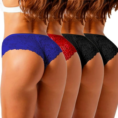 

ZNU 4 Packs Ladies Brazilian Knickers Underwear Sexy Lace Panties Briefs