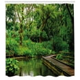 thumbnail image 3 of Ambesonne Nature Shower Curtain, Wild Exotic Forest Pier, 69"Wx84"L, Hunter Green Brown, 3 of 3