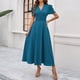 thumbnail image 2 of Vestido largo de manga corta para mujer: vestido de invitada de boda con cuello en V y mangas abullonadas, vestido de noche formal de cintura alta, tallas S-XL, 2 of 7
