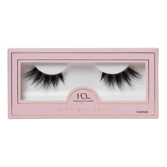 House of Lashes Pestañas de visón sintético Midnight Demi Fibras tenues 3D Aspecto de ojo de zorro Reutilizable hasta más de 15 veces Banda flexible