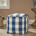 thumbnail image 2 of GDF Studio Prestage Modern Fabric Checkered Cube Pouf, Ivory and Navy Blue, 2 of 7