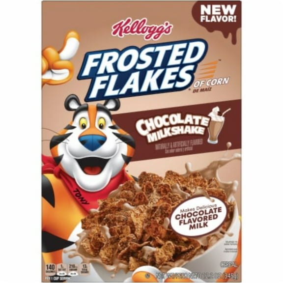 Kellogg's Frosted Flakes Chocolate Milkshake Breakfast Cold Cereal, 12.2 oz Box