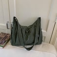 thumbnail image 6 of HUISZJ Checkered Sling Bag, Nylon Drawstring Crossbody Bag, Large Capacity Shoulder Bag for Women Work Travel Outdoor (Green), 6 of 10
