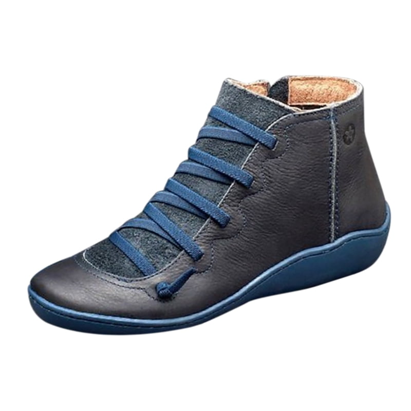 Zipper side lace up pu sneakers Clearance