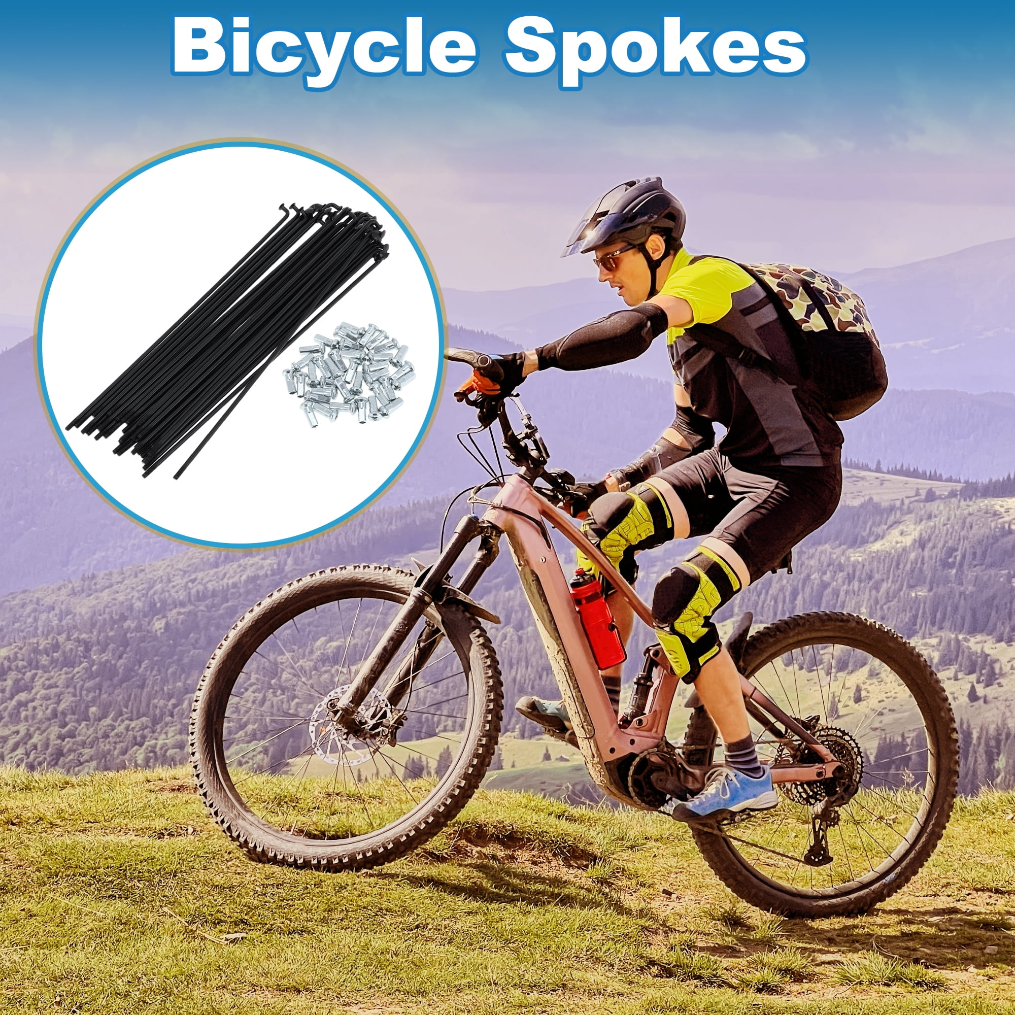 Unique Bargains 36Pcs Bicycle Spokes 12G Bike Wheel Spokes Carbon Steel Black 6.89"