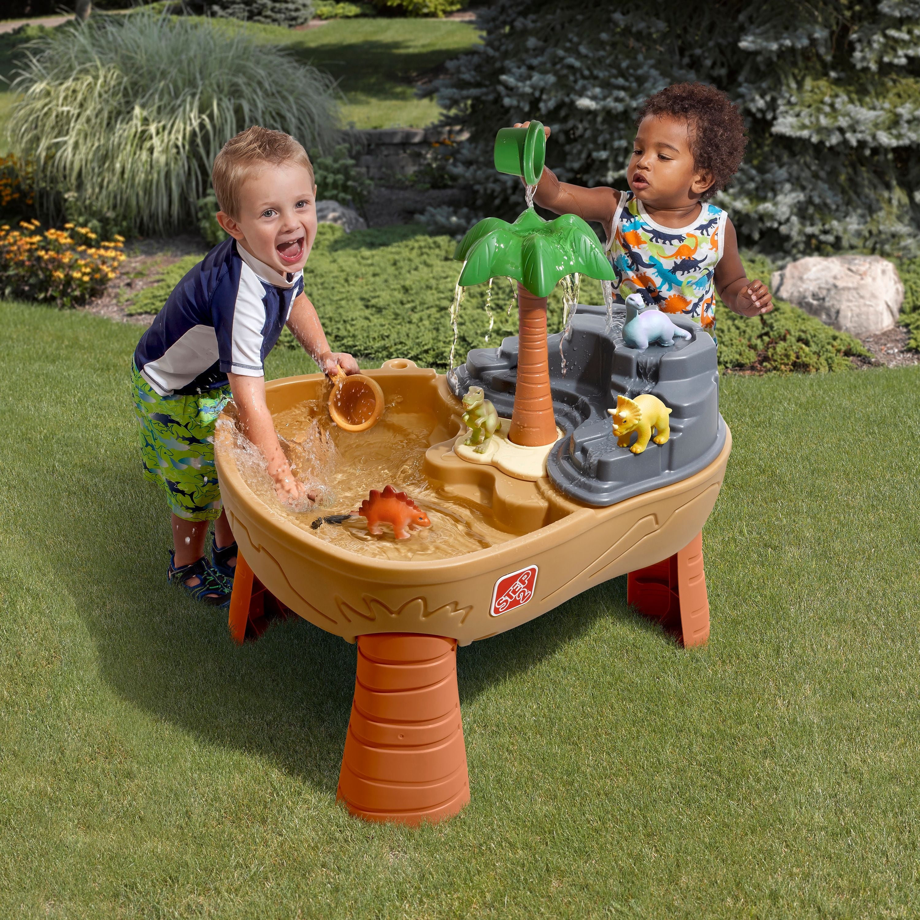 Step2 Dino Dig Sandbox and Water Table with 7-Piece Dinosaur Playset for Toddlers