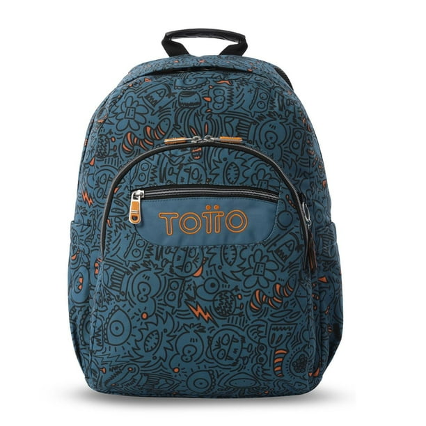 TOTTO Mochila Escolar Grande para Niño Porta Laptop 14 Repelente a Líquidos | 20 L - ACUARELA Azul oscuro G