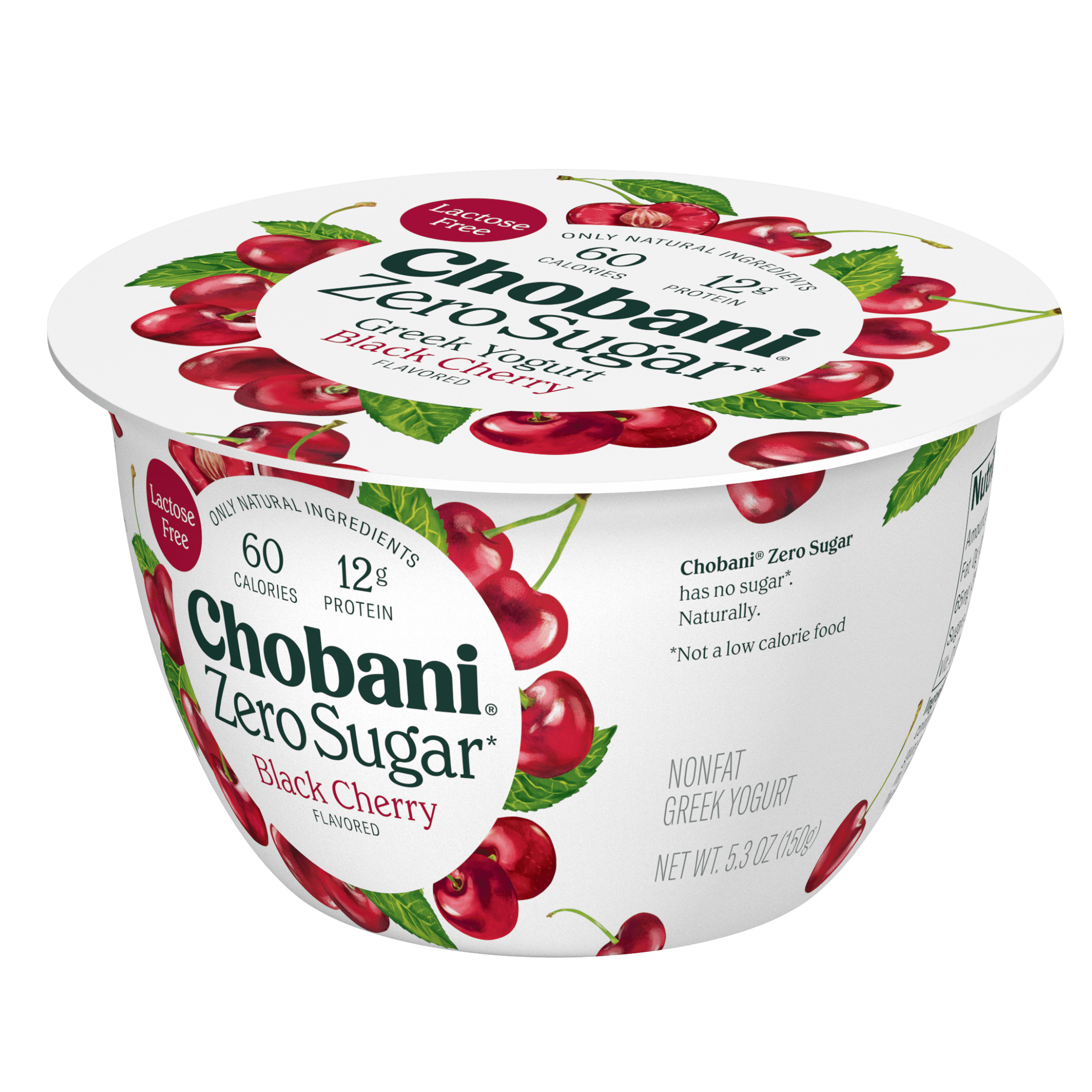 Chobani Zero Sugar Non-Fat Greek Yogurt Black Cherry 5.3 oz Cup