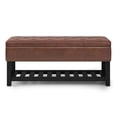 thumbnail image 3 of Lomond 43" W  Storage Ottoman Bench in Distressed Saddle Brown Faux Leather, 3 of 12
