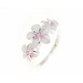 thumbnail image 2 of Sterling silver 925 3 Hawaiian plumeria flower ring pink cz size 5, 2 of 5