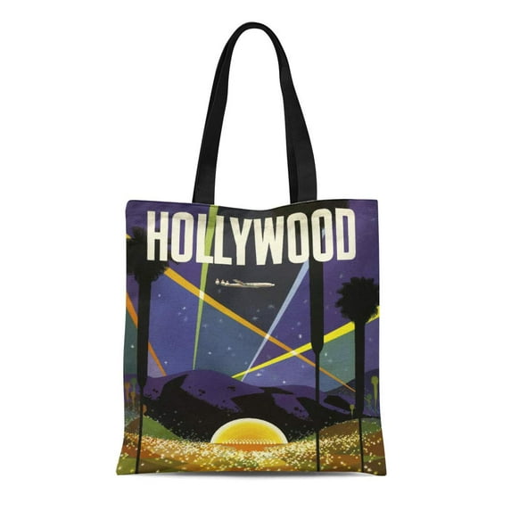 SIDONKU Canvas Tote Bag Movies Vintage Hollywood Accent Reusable Handbag Shoulder Grocery Shopping Bags