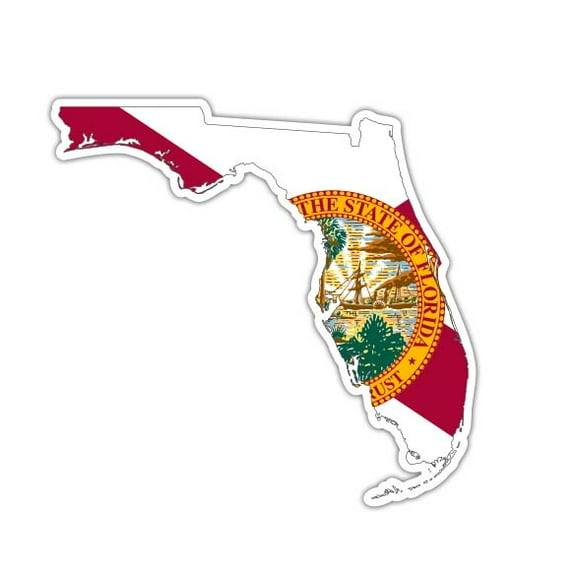 Florida Flag State Shape - 3" Vinyl Sticker - For Car Laptop Water Bottle Phone - Waterproof Decal