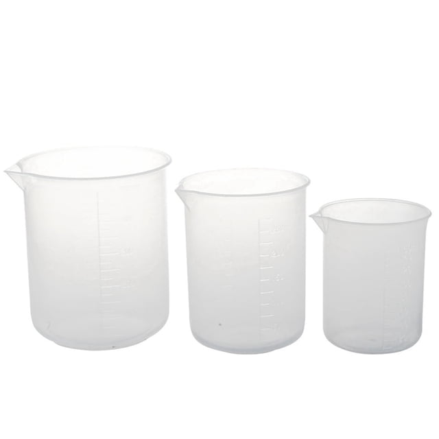 Vaso de plástico transparente de 150, 250 y 500 ml. 3 uds. Vaso medidor.