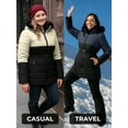 thumbnail image 5 of Premium Midweight Womens Puffer Jacket Insulated Winter Black & Cream Jackets-S, 5 of 8