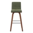 thumbnail image 4 of Vienna Swivel Bar Height Stool with Green Seat/Walnut Wood Frame- Set of 2, 4 of 11