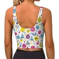 thumbnail image 3 of Haiem Doodle Fruits Pattern Womens Sports Bra - U Neck Padded Low Impact Yoga Bra Workout Crop Top Gym Moisture-Wicking Workout Vest -Small, 3 of 9