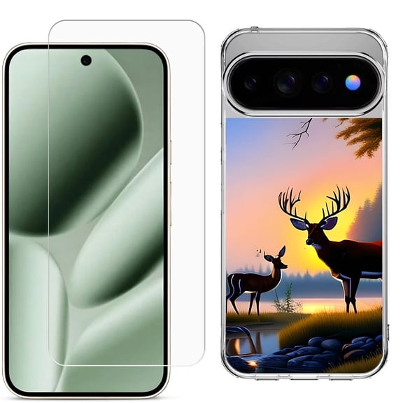 Shockproof Phone Case for Google Pixel 11 / 11 Pro, by OneToughShield - Deer Sunset
