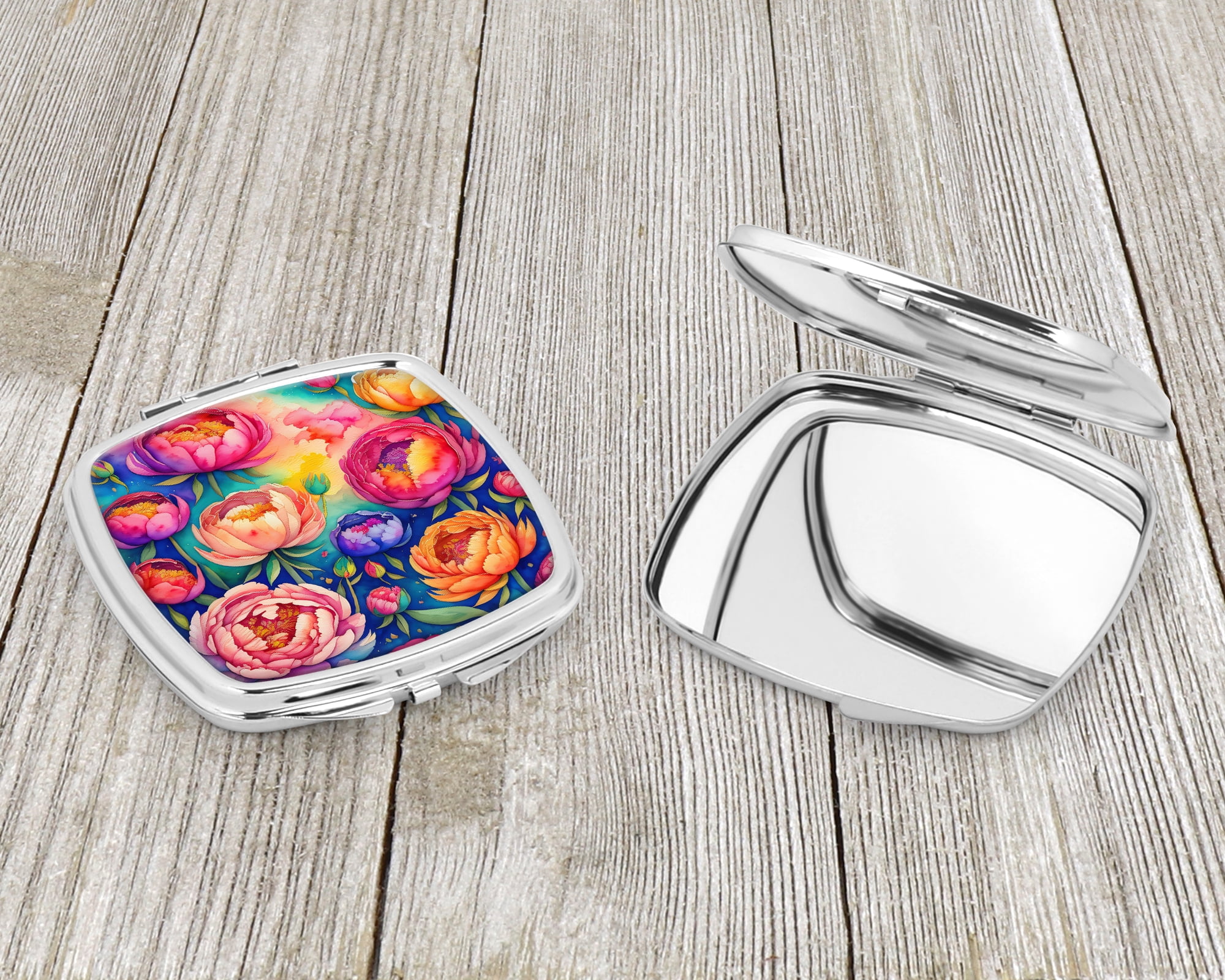Colorful Peonies Compact Mirror 2.75 in x 3 in