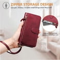 thumbnail image 5 of Étui Portefeuille pour Samsung Galaxy S20 avec Poche à Fermeture Éclair, Porte-Cartes, Support, Dragonne, Étui à Rabat en Cuir Rouge, 5 of 5