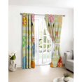 thumbnail image 3 of Spring Easter Blackout Curtains for Bedroom/Living Room, Thermal Insulated Kitchen Curtains, Yellow Plaid Bunny Colorful Eggs Floral Grommet Darkening Window Treatment Drapes 52"x72"x2, 3 of 8