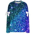 thumbnail image 3 of HUAXUN-Christmas Sweatshirt Women, Sparkly Print Sweatshirt, Bow Detail Top, Loose Fit Holiday Wear, Shimmery Christmas Top(Blue6,XXL), 3 of 4