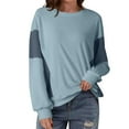 thumbnail image 2 of Womens Sweatshirts Cotton Crew Neck Casual Long Sleeve Pullover Tops Blue M, 2 of 6