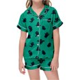 thumbnail image 4 of Halloween Pajamas Kids Size 6-7 Years Halloween Loungewear Short Sleeve Top and Shorts Cozy Set Pjs for Boys Green, 4 of 4